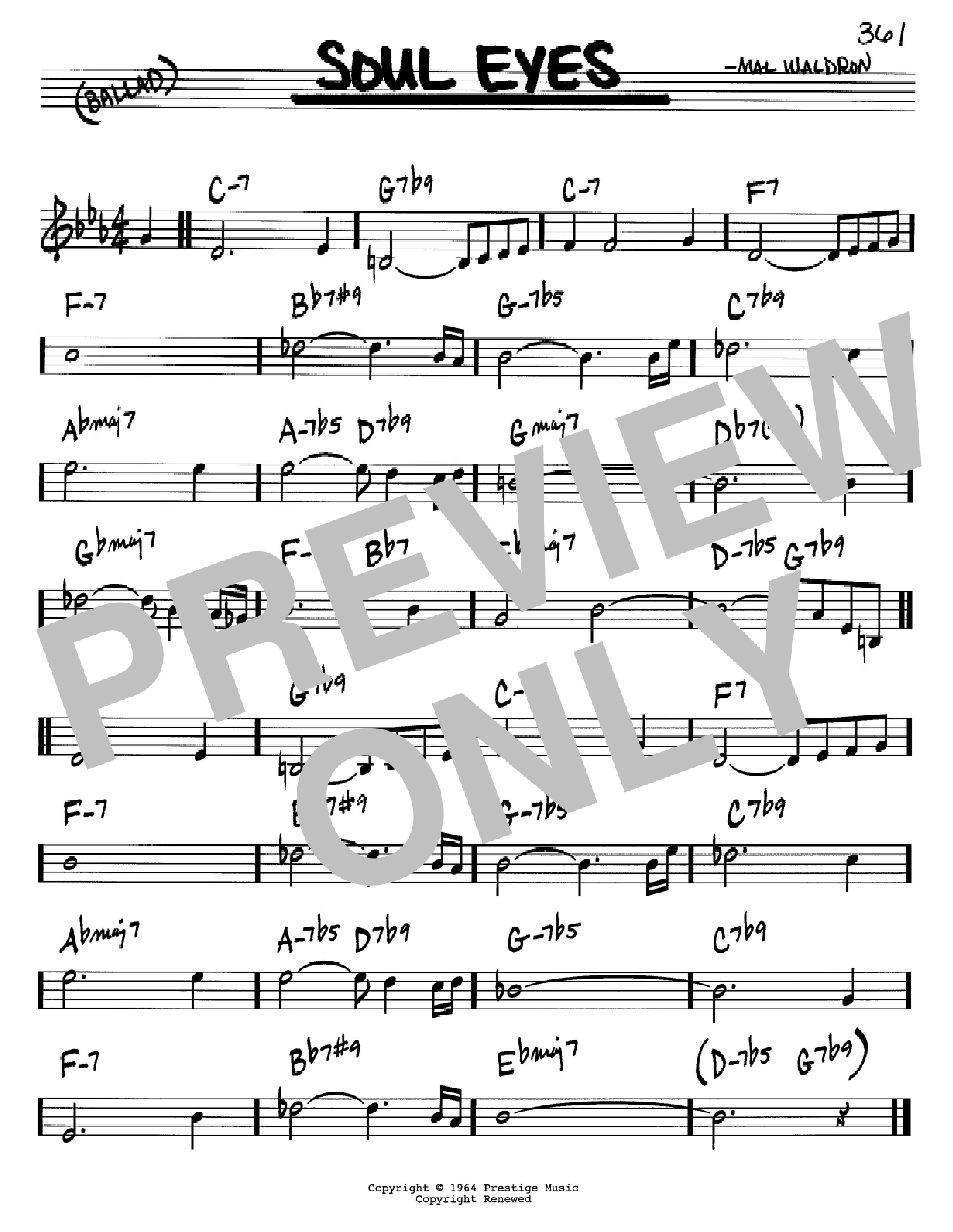 Download Mal Waldron Soul Eyes Sheet Music and learn how to play Real Book - Melody & Chords - C Instruments PDF digital score in minutes