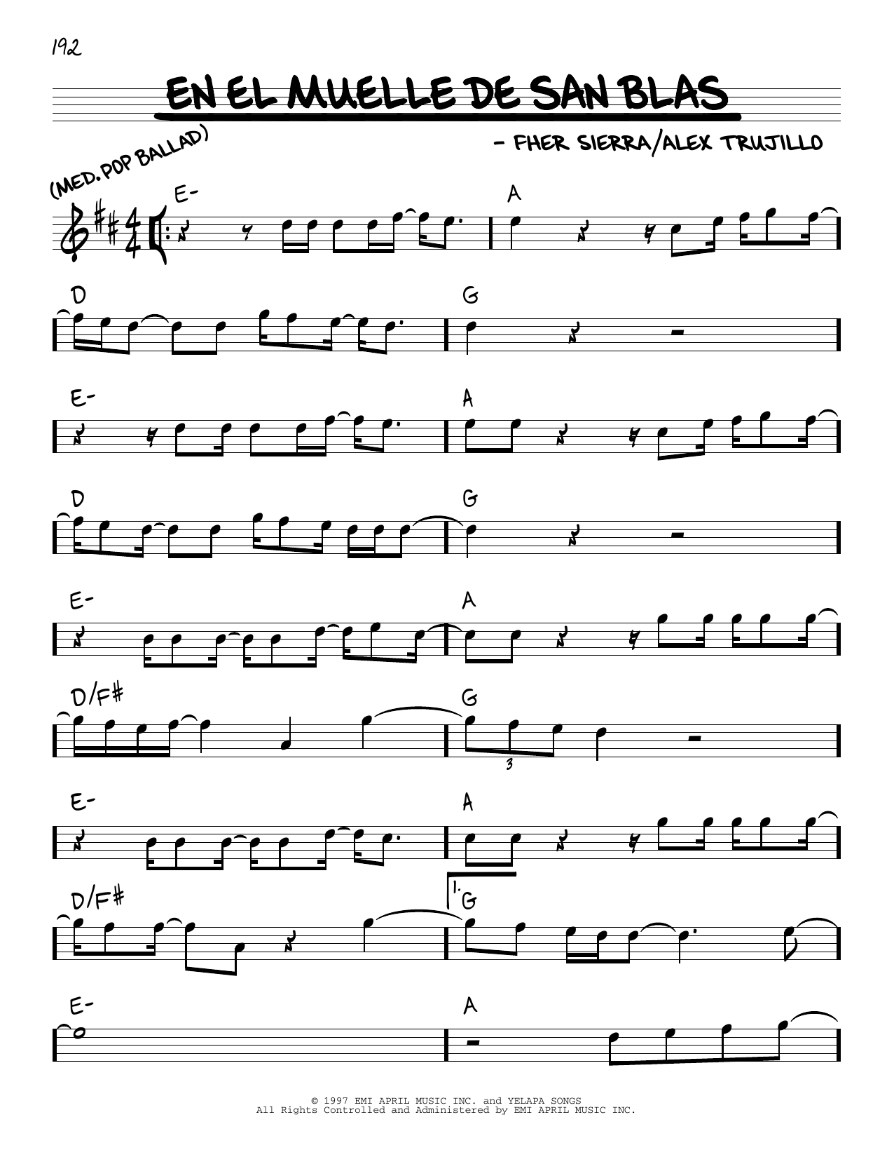 Download Mana En El Muelle De San Blas Sheet Music and learn how to play Real Book – Melody & Chords PDF digital score in minutes