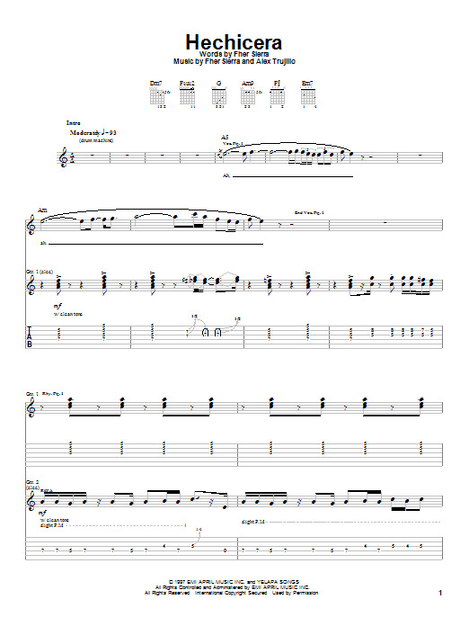 Download Maná Hechicera Sheet Music and learn how to play Guitar Tab PDF digital score in minutes