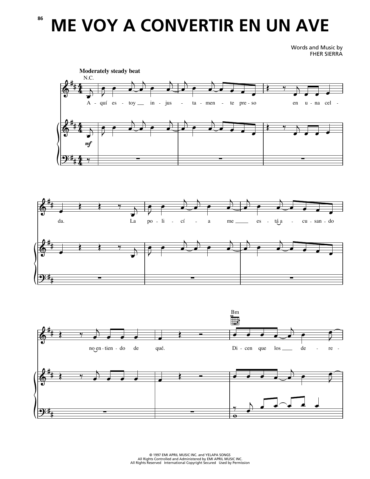 Download Maná Me Voy A Convertir En Un Ave Sheet Music and learn how to play Piano, Vocal & Guitar Chords (Right-Hand Melody) PDF digital score in minutes