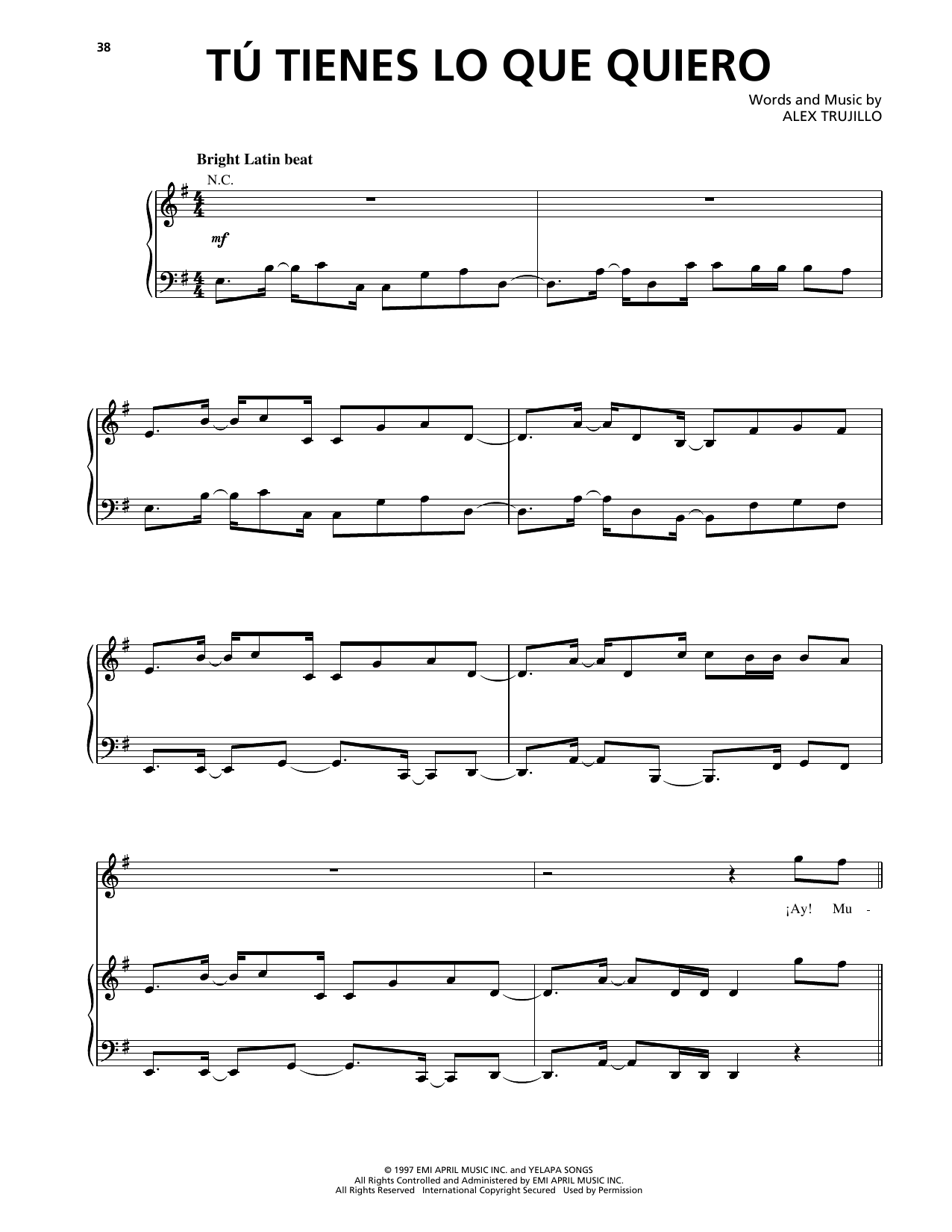 Download Maná Tu Tienes Lo Que Quiero Sheet Music and learn how to play Piano, Vocal & Guitar Chords (Right-Hand Melody) PDF digital score in minutes
