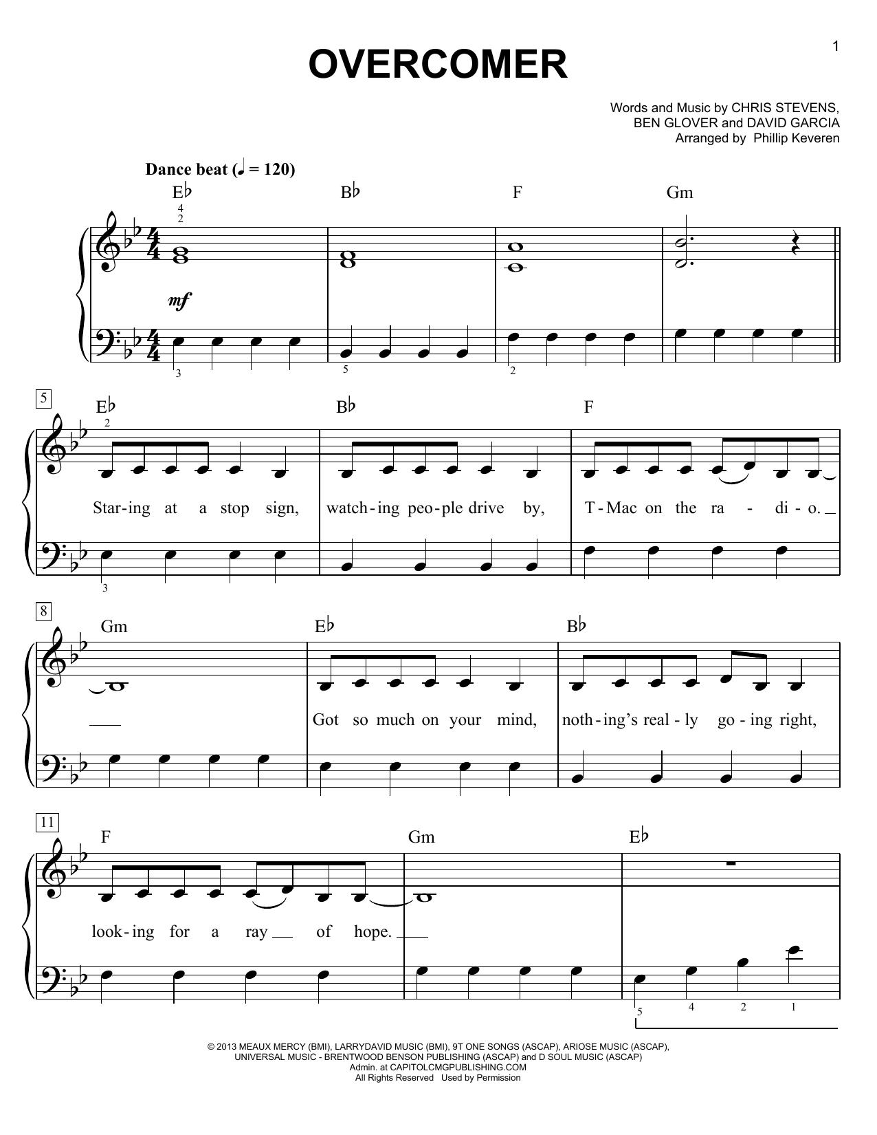 Download Phillip Keveren Overcomer Sheet Music and learn how to play Easy Piano PDF digital score in minutes