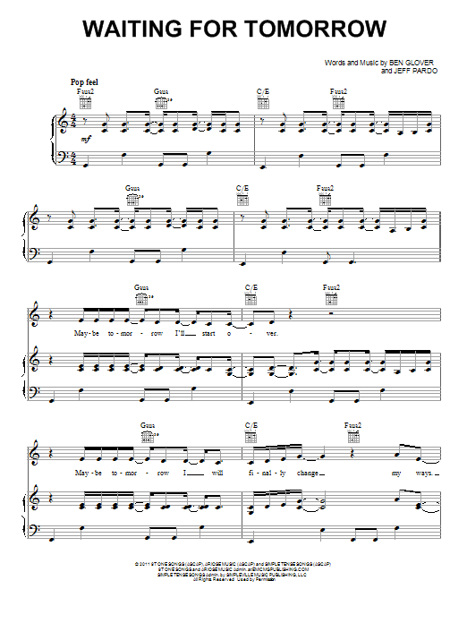 Download Mandisa Waiting For Tomorrow Sheet Music and learn how to play Piano, Vocal & Guitar (Right-Hand Melody) PDF digital score in minutes