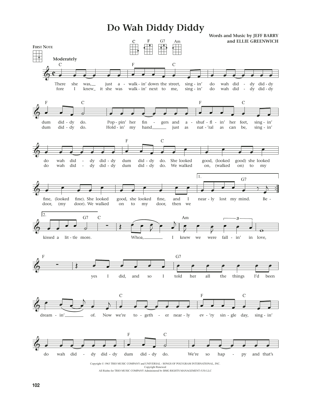Download Manfred Mann Do Wah Diddy Diddy (from The Daily Ukulele) (arr. Jim Beloff) Sheet Music and learn how to play Ukulele PDF digital score in minutes
