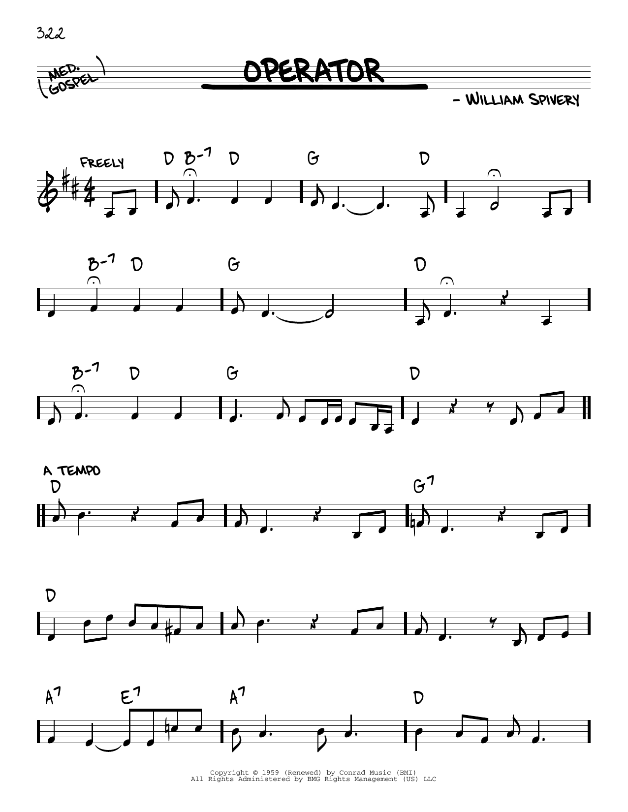 Download Manhattan Transfer Operator Sheet Music and learn how to play Real Book – Melody & Chords PDF digital score in minutes