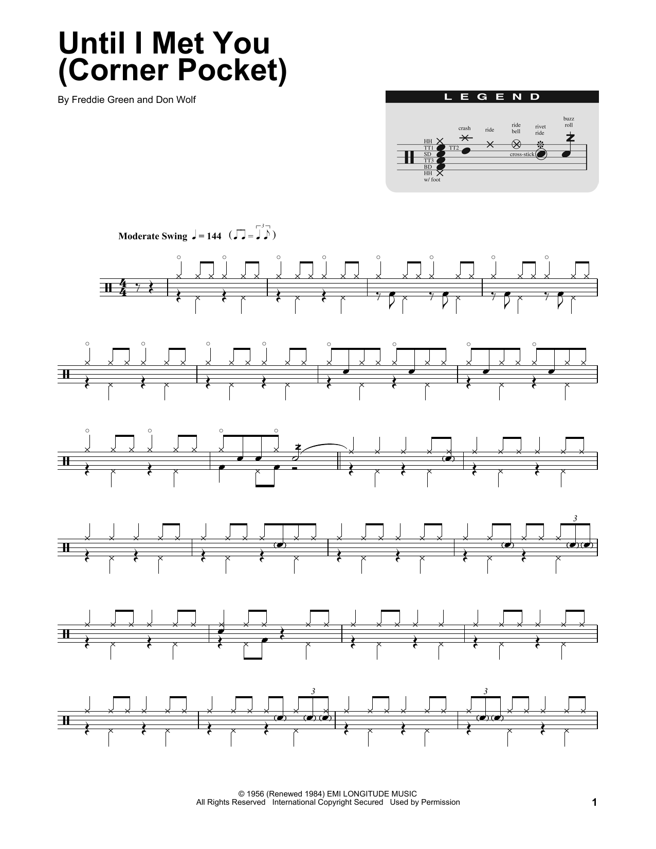 Download Manhattan Transfer Until I Met You (Corner Pocket) Sheet Music and learn how to play Drums Transcription PDF digital score in minutes