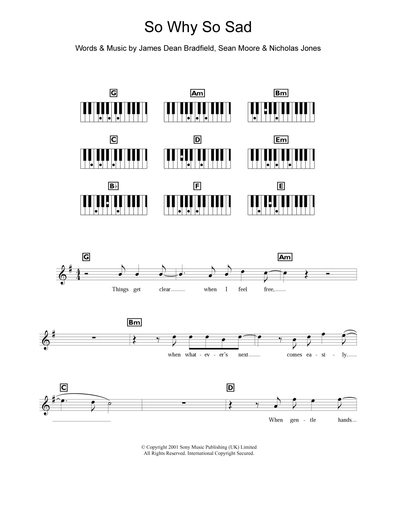 Download Manic Street Preachers So Why So Sad Sheet Music and learn how to play Piano Chords/Lyrics PDF digital score in minutes