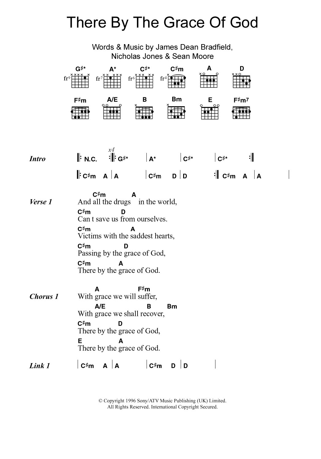 Download Manic Street Preachers There By The Grace Of God Sheet Music and learn how to play Guitar Chords/Lyrics PDF digital score in minutes