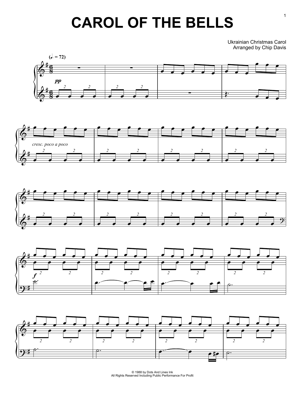 Download Mannheim Steamroller Carol Of The Bells Sheet Music and learn how to play Piano Solo PDF digital score in minutes