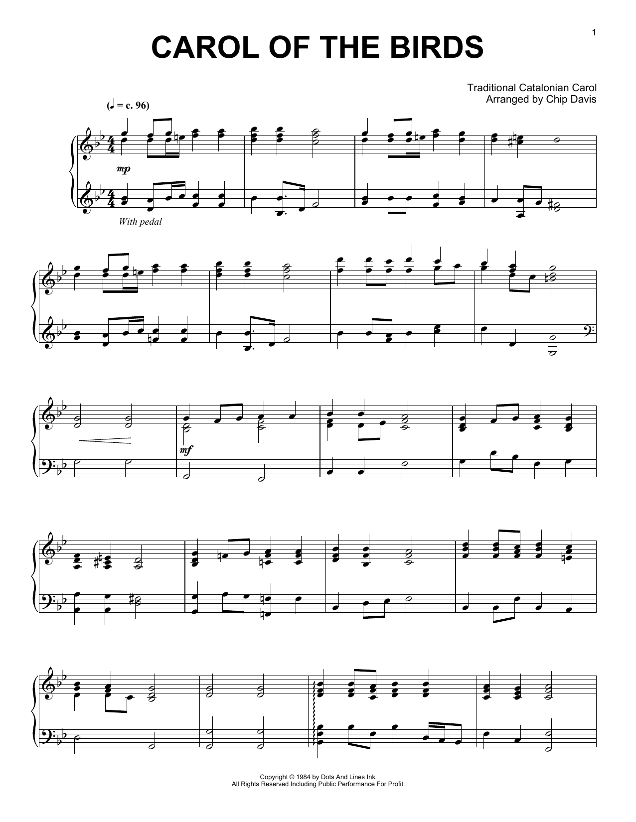 Download Mannheim Steamroller Carol Of The Birds Sheet Music and learn how to play Piano Solo PDF digital score in minutes