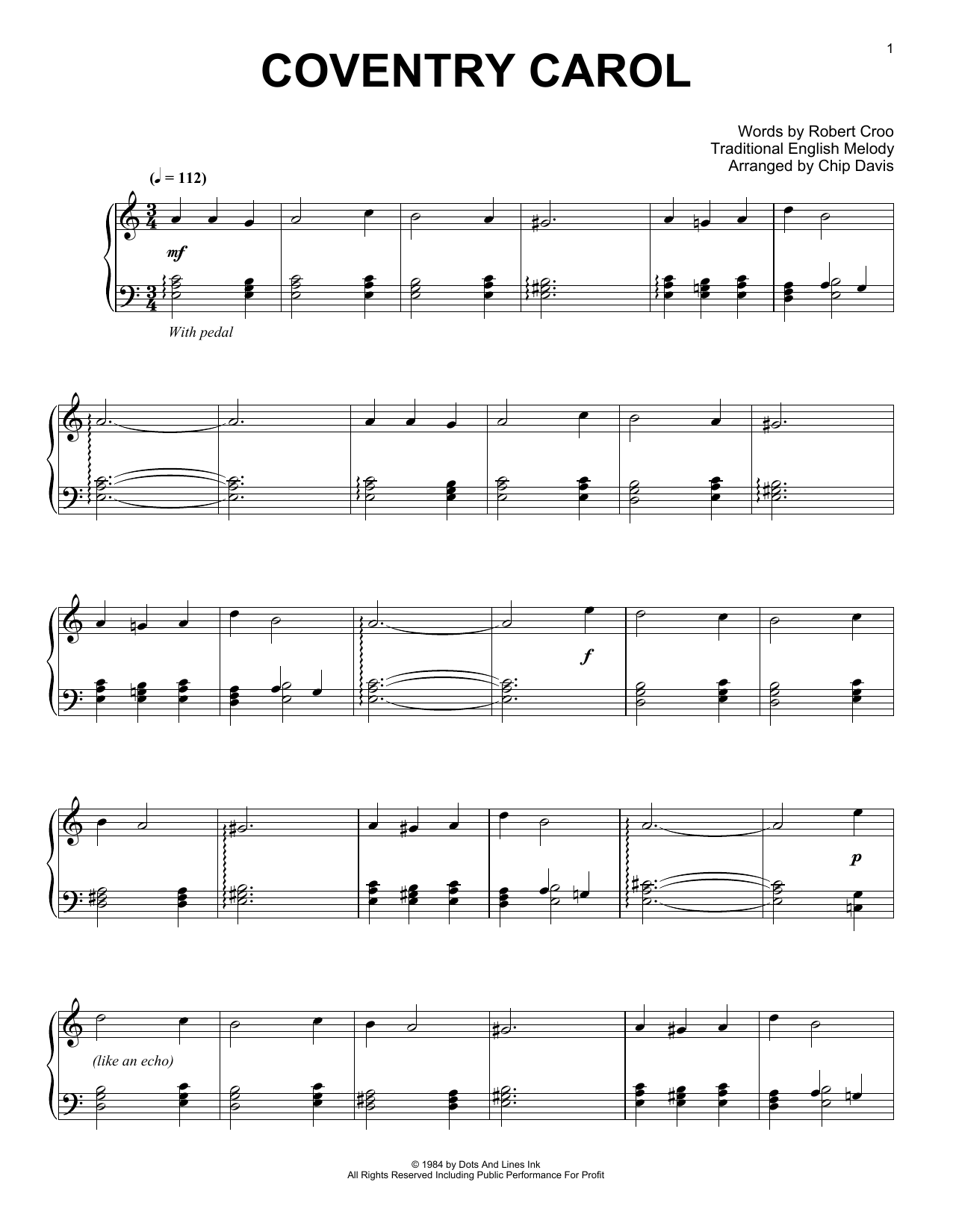 Download Mannheim Steamroller Coventry Carol Sheet Music and learn how to play Piano Solo PDF digital score in minutes