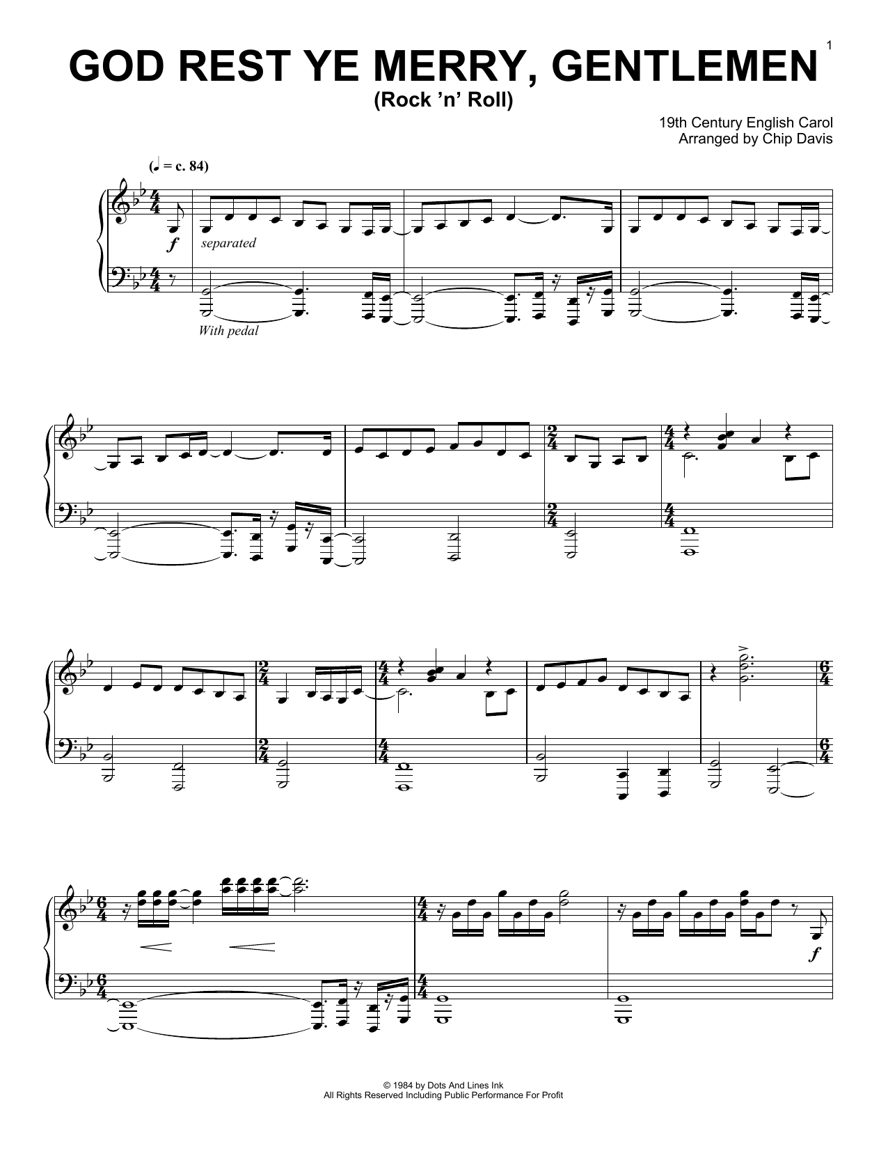 Download Mannheim Steamroller God Rest Ye Merry Gentlemen (Rock Version) Sheet Music and learn how to play Piano Solo PDF digital score in minutes