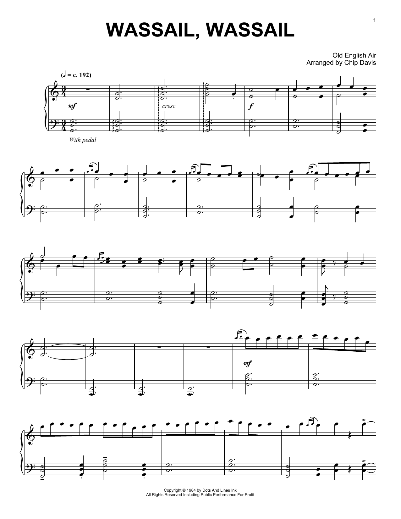 Download Mannheim Steamroller Wassail, Wassail Sheet Music and learn how to play Piano Solo PDF digital score in minutes