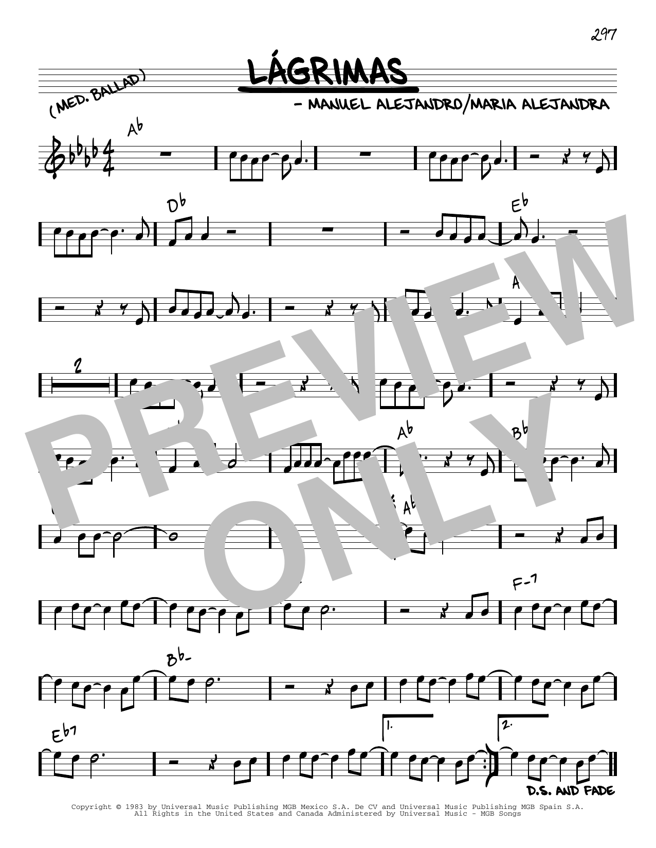 Download Manuel Alejandro Lágrimas Sheet Music and learn how to play Piano, Vocal & Guitar Chords (Right-Hand Melody) PDF digital score in minutes