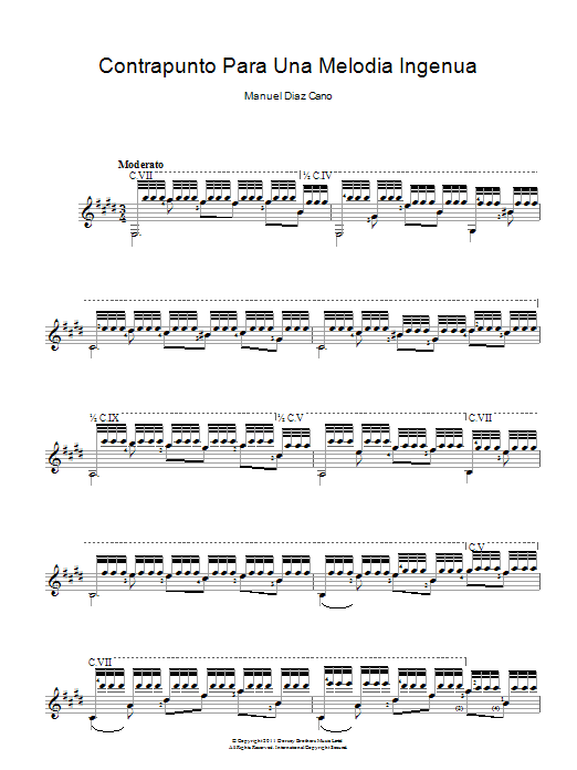 Download Manuel Diaz Cano Contrapunto Para Una Melodia Ingenua Sheet Music and learn how to play Guitar PDF digital score in minutes
