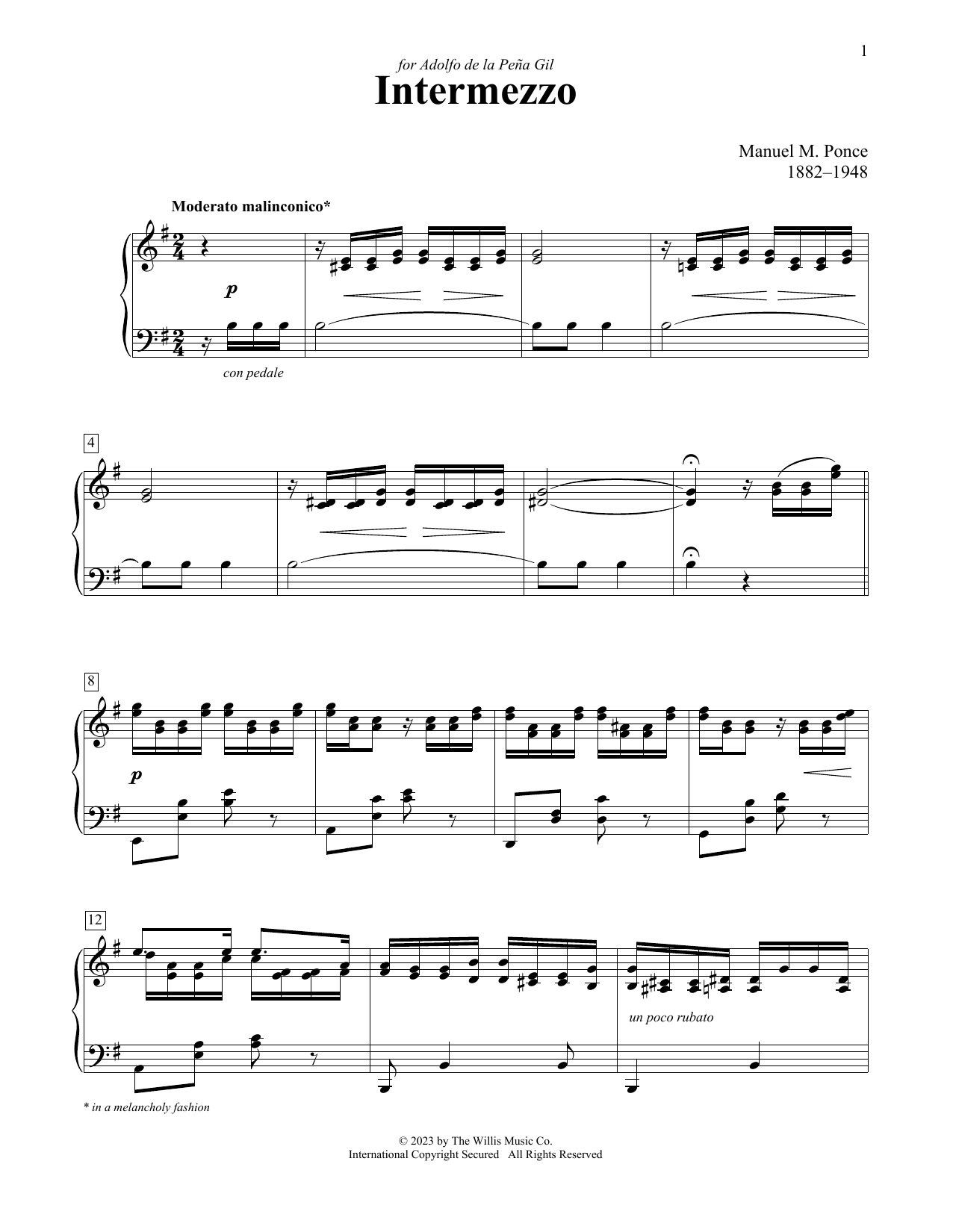 Download Manuel Ponce Intermezzo Sheet Music and learn how to play Educational Piano PDF digital score in minutes