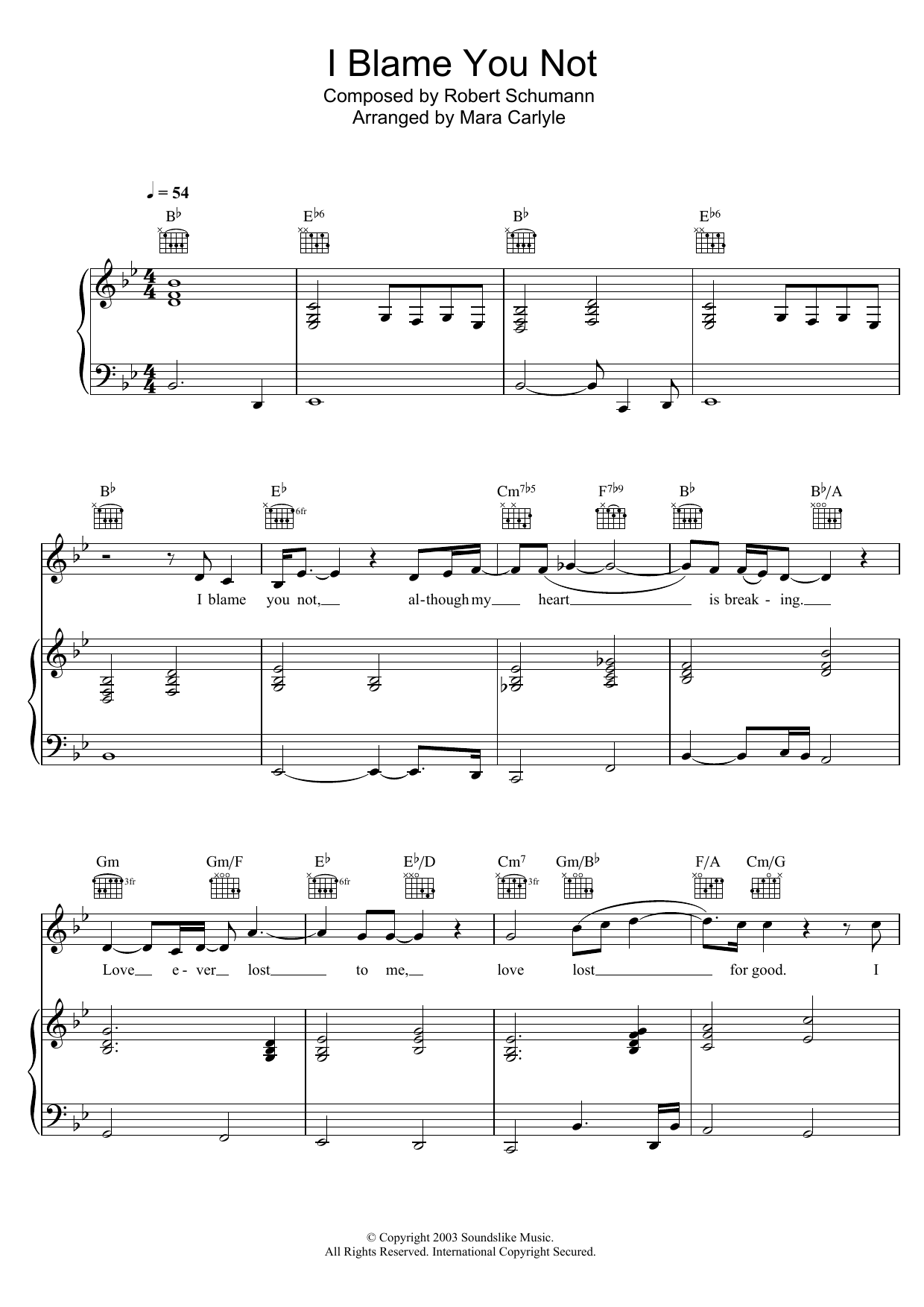 Download Mara Carlyle I Blame You Not Sheet Music and learn how to play Piano, Vocal & Guitar PDF digital score in minutes