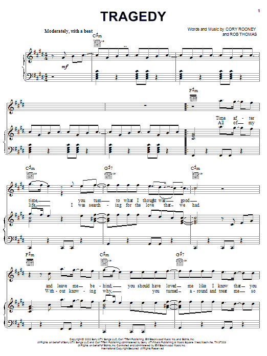 Download Marc Anthony Tragedy Sheet Music and learn how to play Piano, Vocal & Guitar (Right-Hand Melody) PDF digital score in minutes