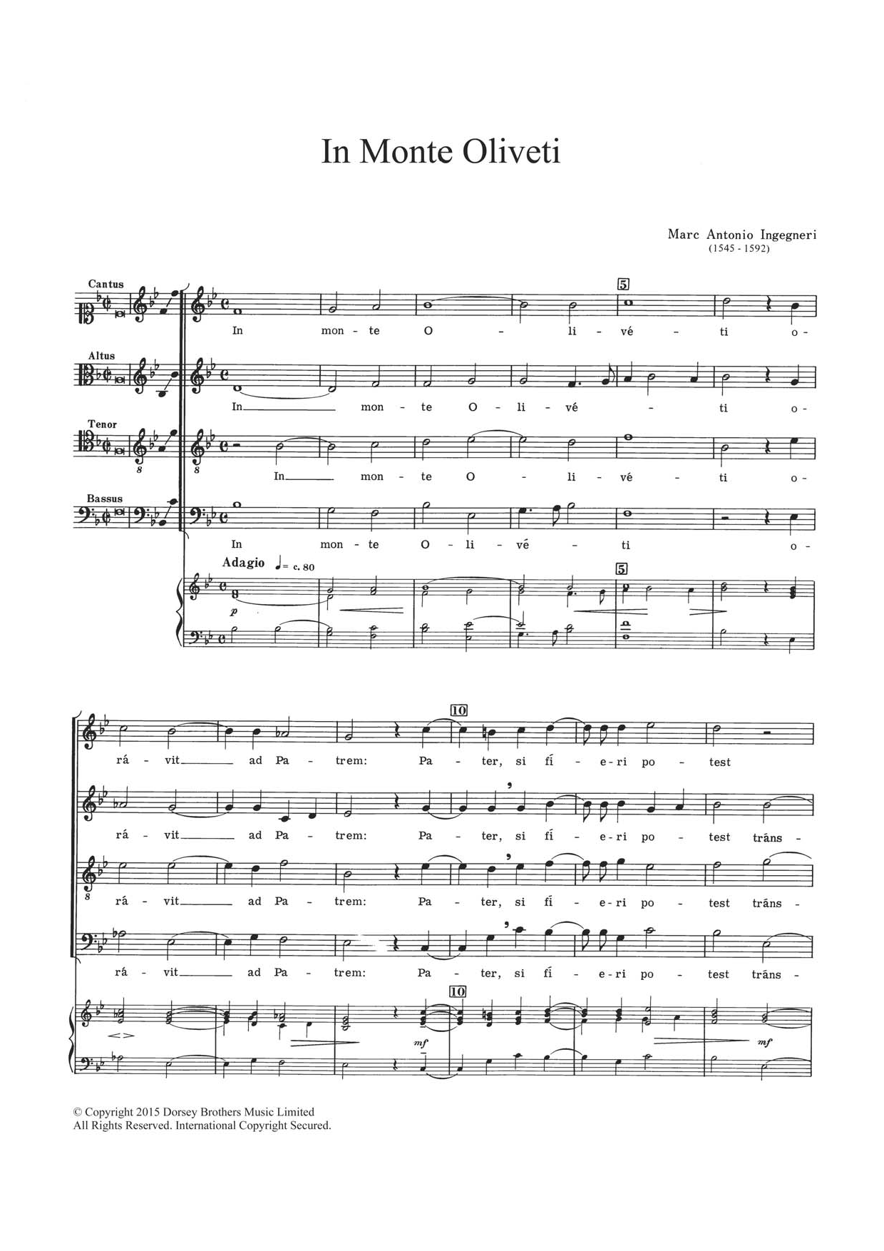 Download Marc Antonio Ingegneri In Monte Oliveti Sheet Music and learn how to play Choir PDF digital score in minutes