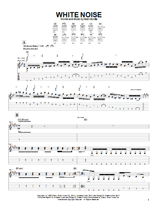 Download Marc Bonilla White Noise Sheet Music and learn how to play Guitar Tab PDF digital score in minutes