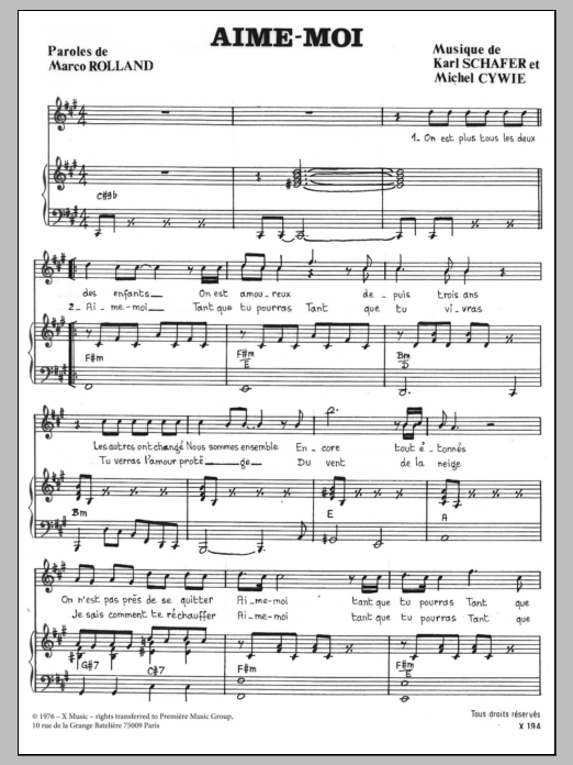 Download Lena Aime Moi Sheet Music and learn how to play Piano & Vocal PDF digital score in minutes