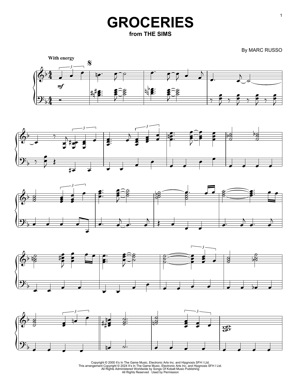 Download Marc Russo Groceries (from The Sims) Sheet Music and learn how to play Piano Solo PDF digital score in minutes