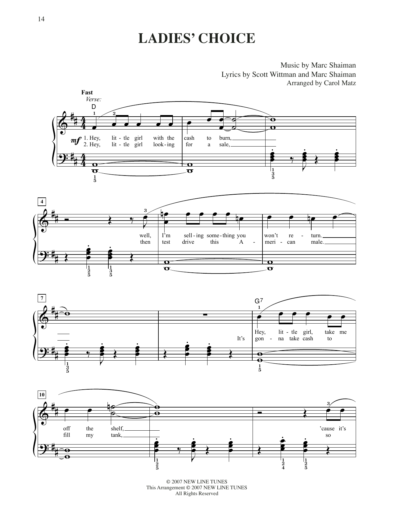 Download Marc Shaiman & Scott Wittman Ladies Choice (from Hairspray) (arr. Carol Matz) Sheet Music and learn how to play Easy Piano PDF digital score in minutes