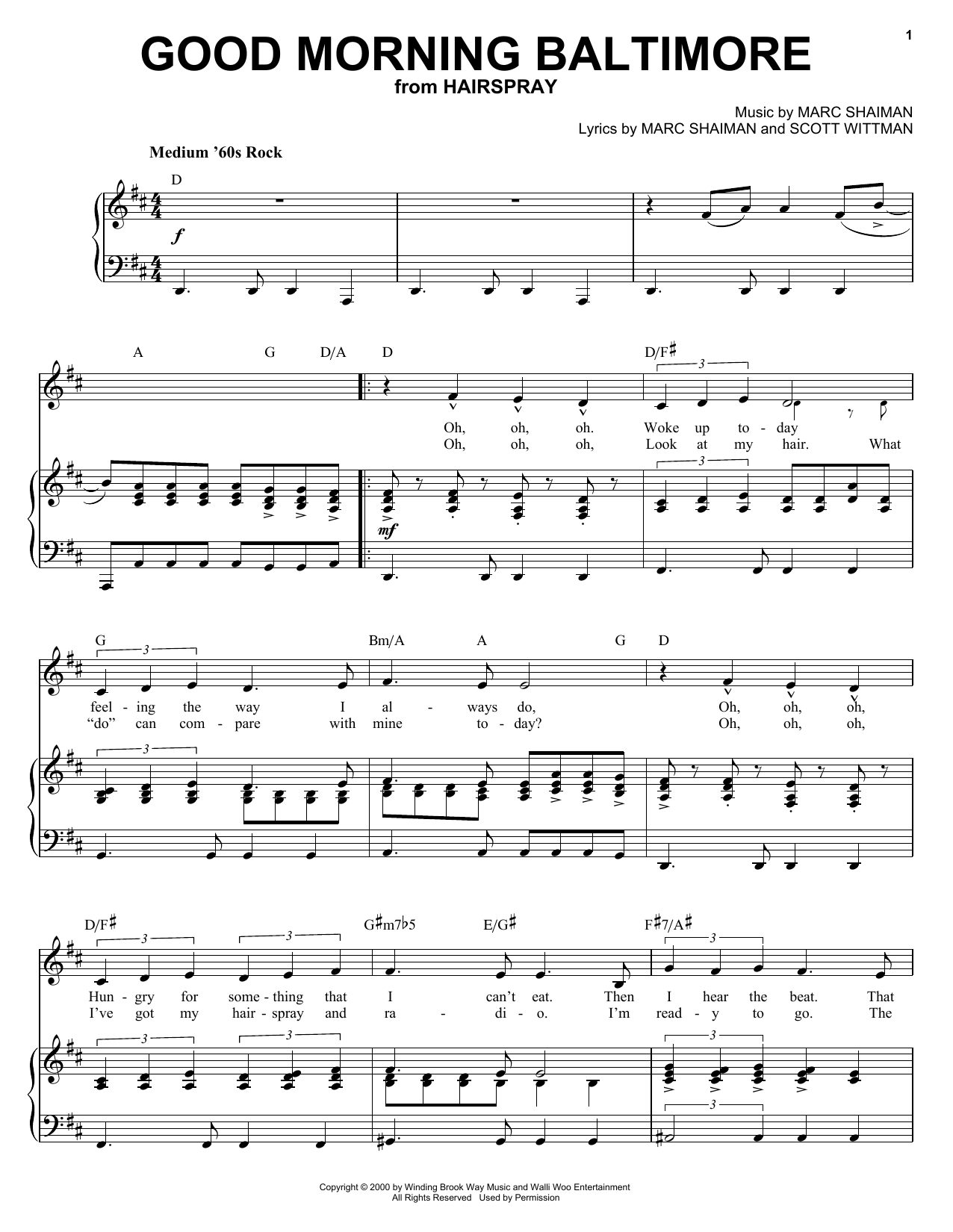 Download Marc Shaiman Good Morning Baltimore Sheet Music and learn how to play Voice PDF digital score in minutes