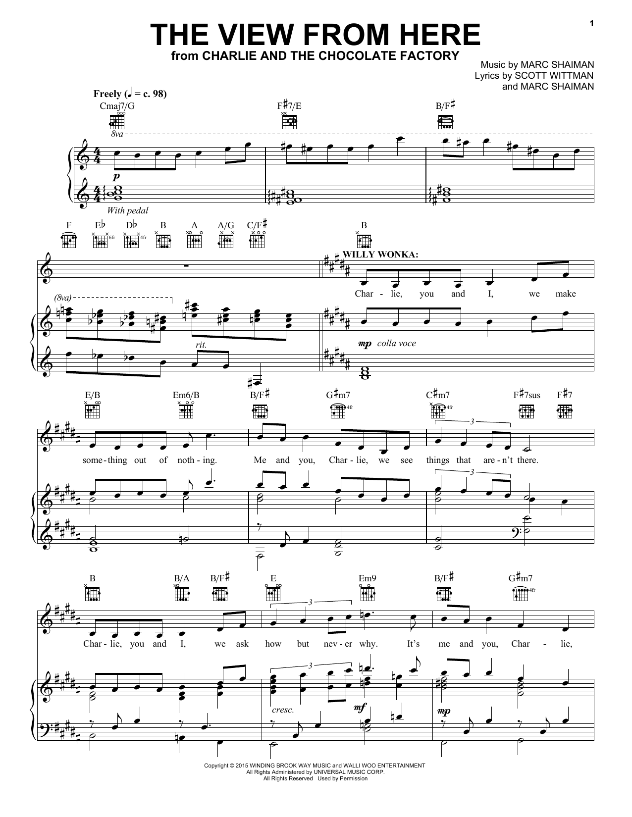 Download Marc Shaiman The View From Here Sheet Music and learn how to play Piano & Vocal PDF digital score in minutes