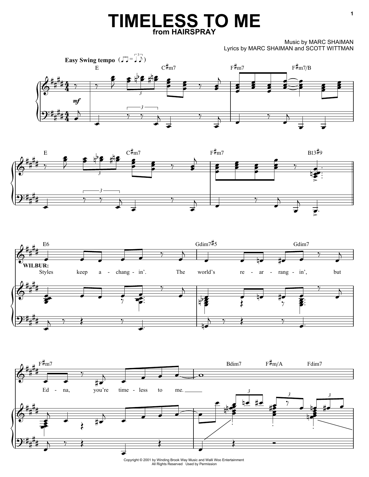 Download Marc Shaiman Timeless To Me Sheet Music and learn how to play Piano & Vocal PDF digital score in minutes