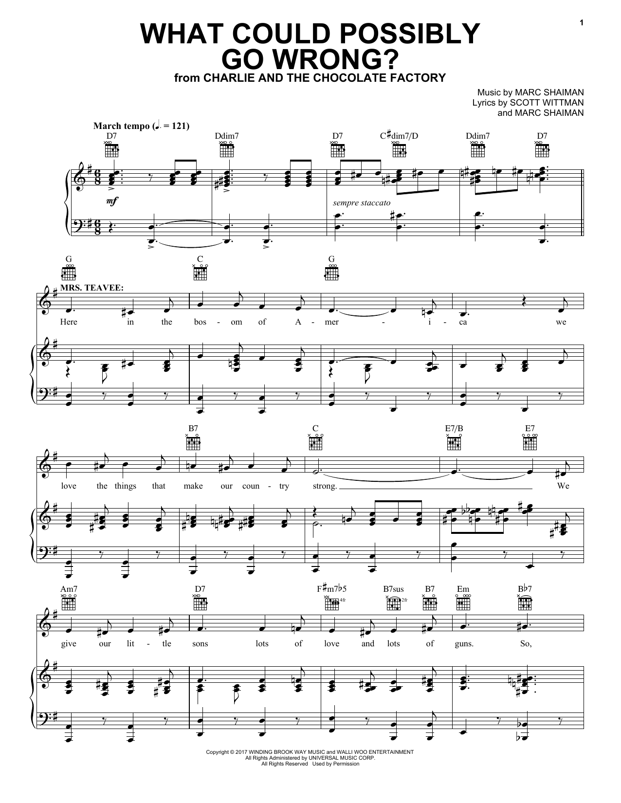 Download Marc Shaiman What Could Possibly Go Wrong? Sheet Music and learn how to play Piano & Vocal PDF digital score in minutes