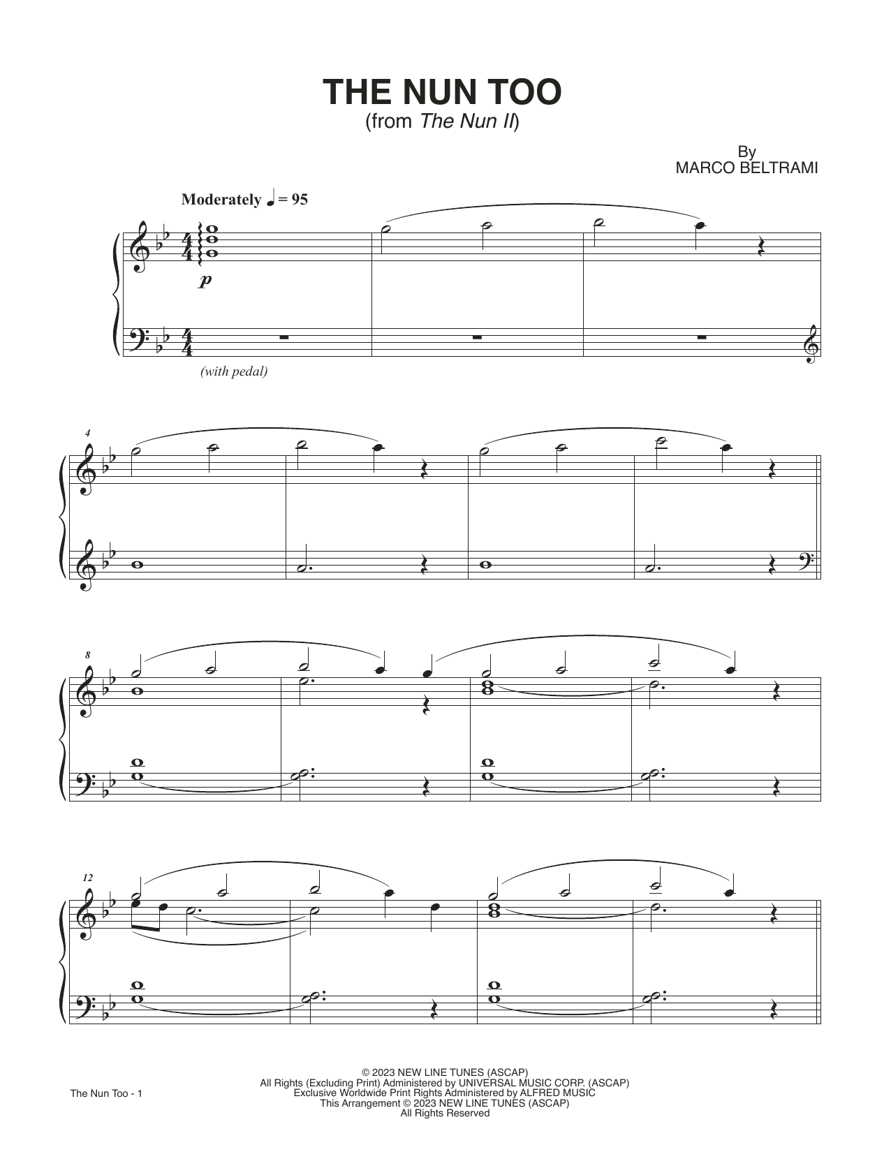 Download Marco Beltrami The Nun Too (from The Nun II) Sheet Music and learn how to play Piano Solo PDF digital score in minutes