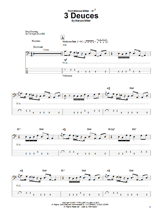 Download Marcus Miller 3 Deuces Sheet Music and learn how to play Bass Guitar Tab PDF digital score in minutes