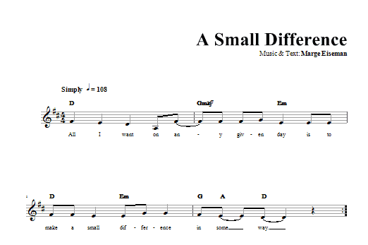 Download Marge Eiseman A Small Difference Sheet Music and learn how to play Melody Line, Lyrics & Chords PDF digital score in minutes