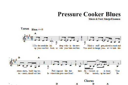 Download Marge Eiseman Pressure Cooker Blues Sheet Music and learn how to play Melody Line, Lyrics & Chords PDF digital score in minutes