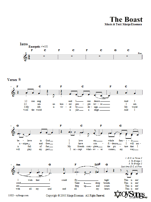 Download Marge Eiseman The Boast Sheet Music and learn how to play Melody Line, Lyrics & Chords PDF digital score in minutes