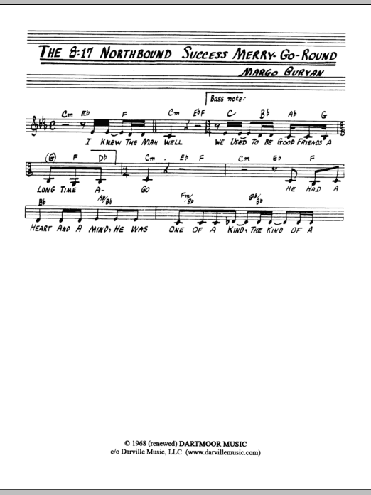 Download Margo Guryan The 8:17 Northbound Success Merry-Go-Round Sheet Music and learn how to play Lead Sheet / Fake Book PDF digital score in minutes