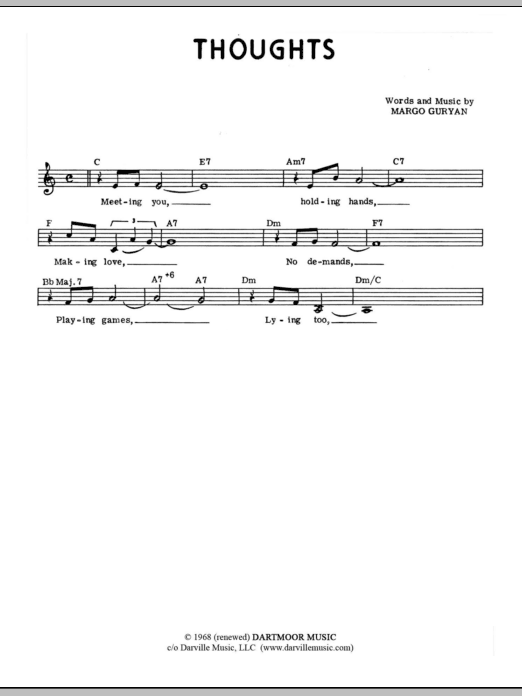 Download Margo Guryan Thoughts Sheet Music and learn how to play Lead Sheet / Fake Book PDF digital score in minutes