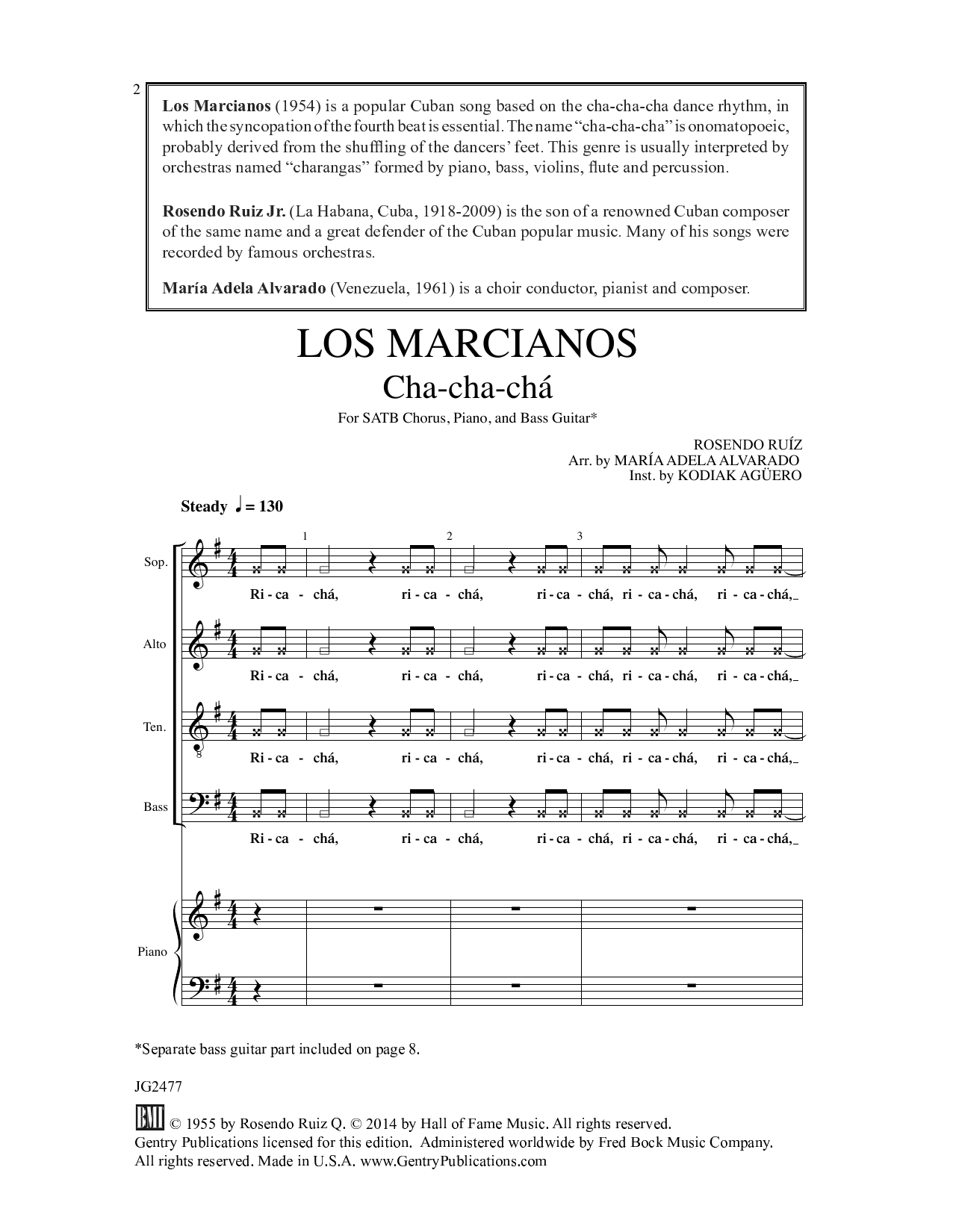 Download Maria Adela Alvarado Los Marcianos Sheet Music and learn how to play SATB Choir PDF digital score in minutes