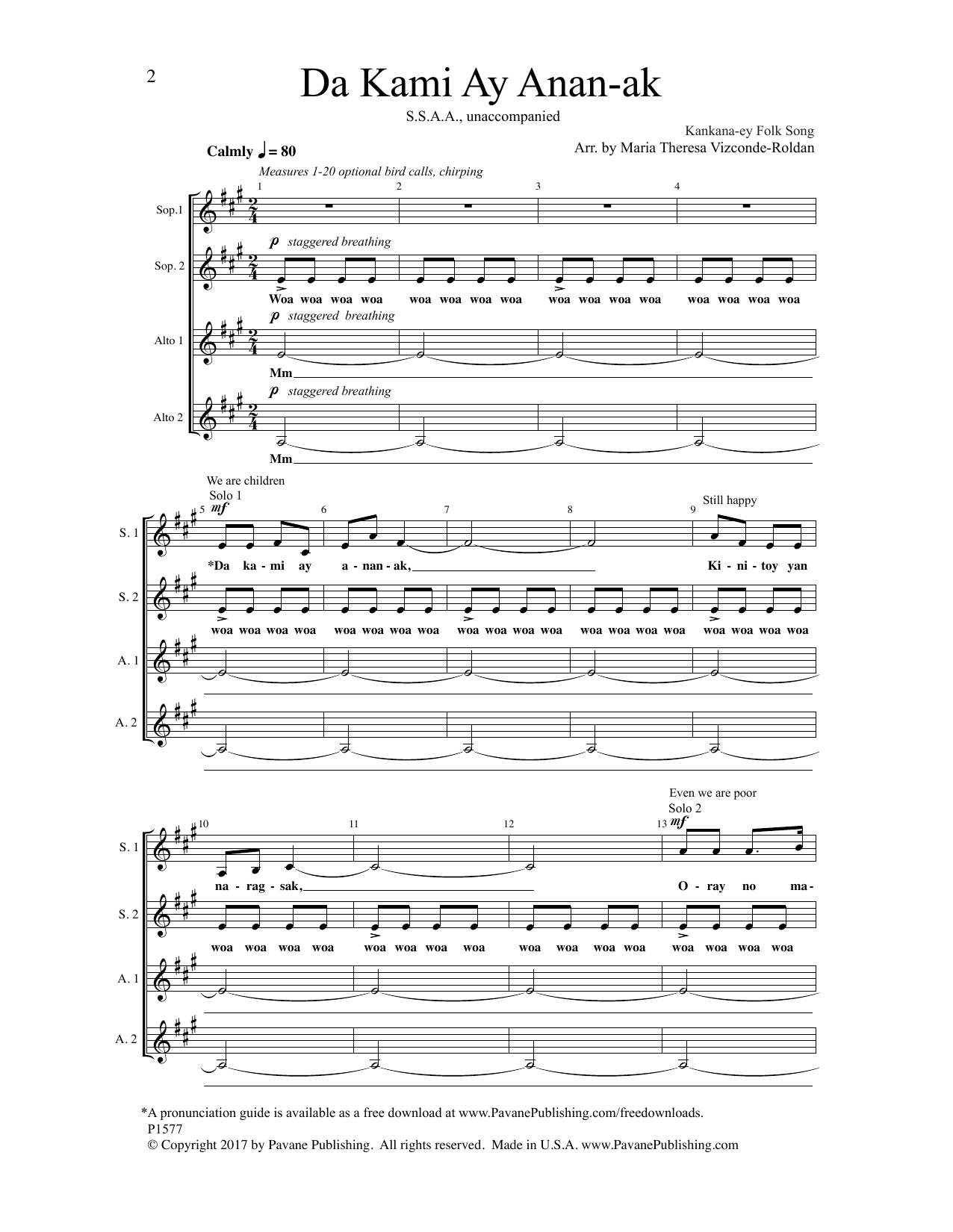 Download Maria Theresa Vizconde-Roldan Da Kami Ay Anan-Ak Sheet Music and learn how to play SSA Choir PDF digital score in minutes