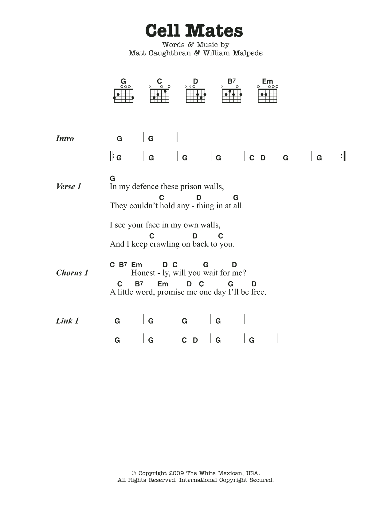Download Mariachi El Bronx Cell Mates Sheet Music and learn how to play Lyrics & Chords PDF digital score in minutes
