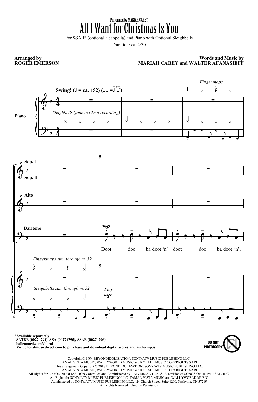 Download Roger Emerson All I Want For Christmas Is You Sheet Music and learn how to play Choral PDF digital score in minutes