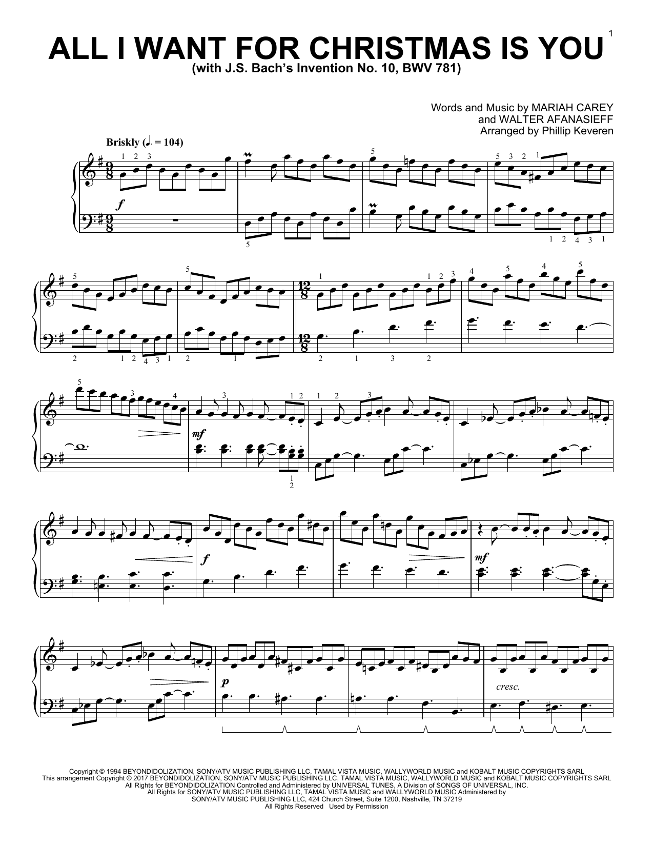 Download Phillip Keveren All I Want For Christmas Is You Sheet Music and learn how to play Piano PDF digital score in minutes