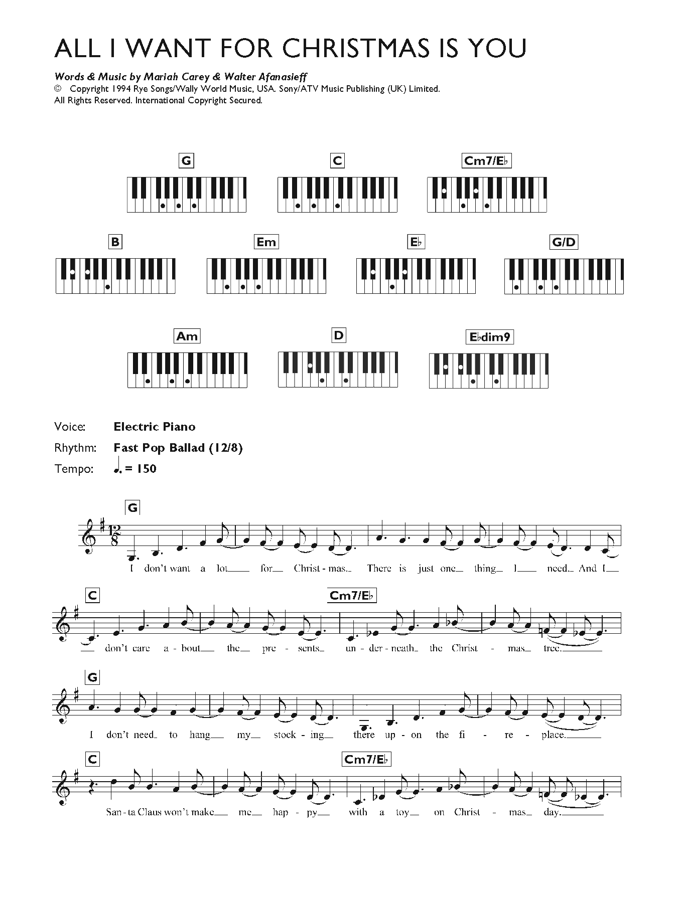 Download Mariah Carey All I Want For Christmas Is You Sheet Music and learn how to play Piano, Vocal & Guitar (Right-Hand Melody) PDF digital score in minutes