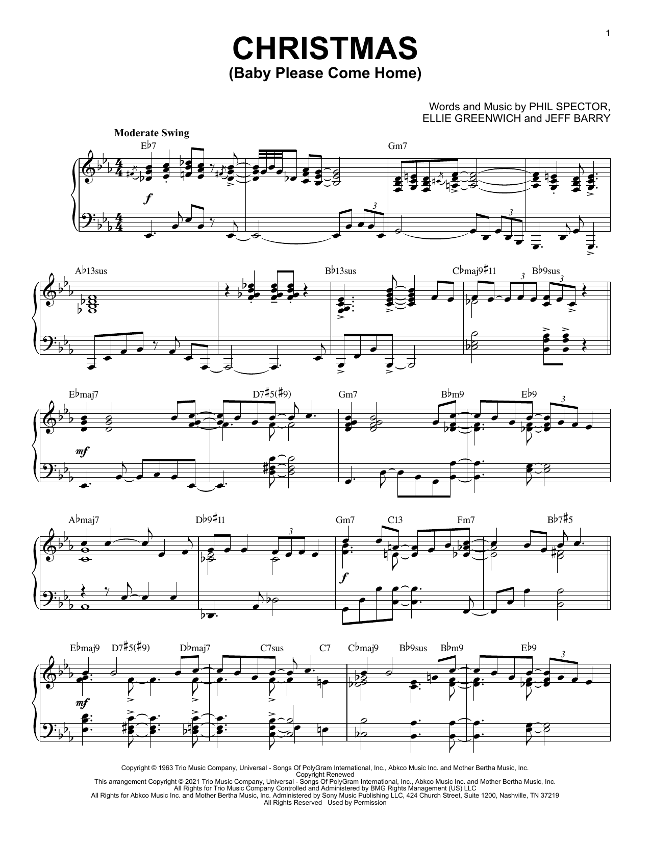 Download Mariah Carey Christmas (Baby Please Come Home) [Jazz version] (arr. Brent Edstrom) Sheet Music and learn how to play Piano Solo PDF digital score in minutes