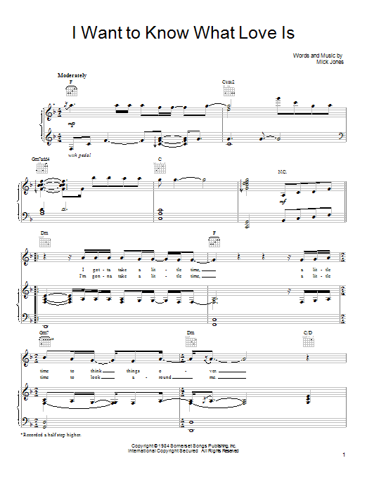 Download Mariah Carey I Want To Know What Love Is Sheet Music and learn how to play Piano, Vocal & Guitar (Right-Hand Melody) PDF digital score in minutes