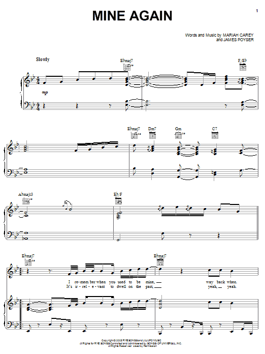 Download Mariah Carey Mine Again Sheet Music and learn how to play Piano, Vocal & Guitar (Right-Hand Melody) PDF digital score in minutes