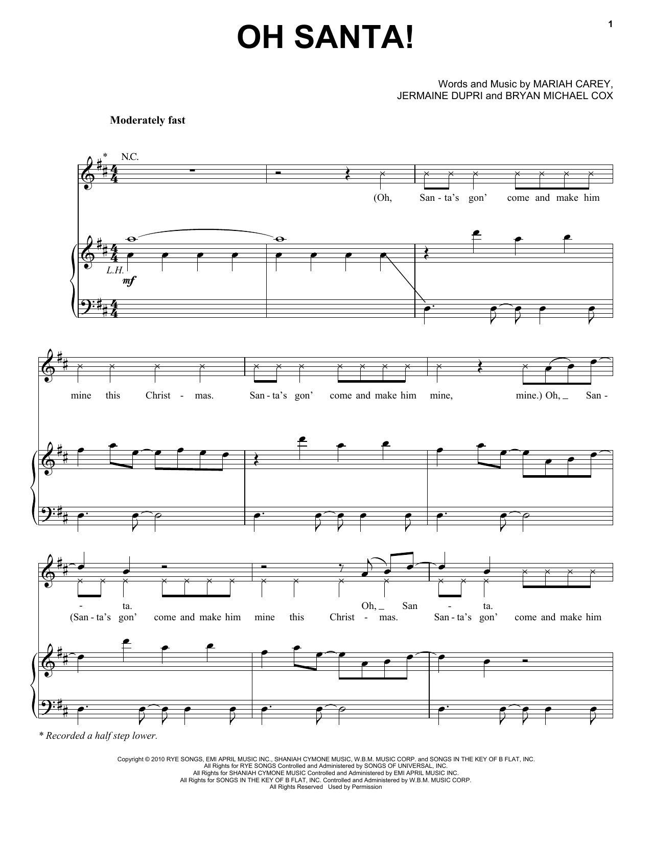 Download Mariah Carey Oh Santa! Sheet Music and learn how to play Piano, Vocal & Guitar (Right-Hand Melody) PDF digital score in minutes