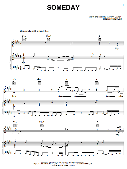 Download Mariah Carey Someday Sheet Music and learn how to play Easy Piano PDF digital score in minutes