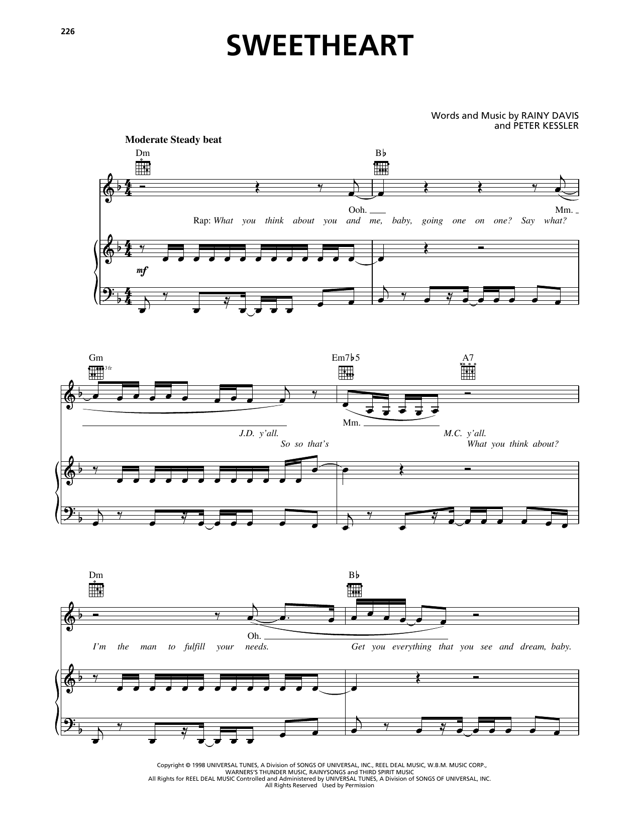 Download Mariah Carey Sweetheart Sheet Music and learn how to play Piano, Vocal & Guitar Chords (Right-Hand Melody) PDF digital score in minutes